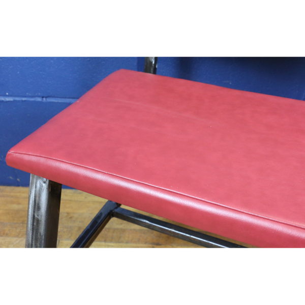 An Industrial Steel & Red Leatherette Waiting Room Bench Seating Hallway Seat - Image 5