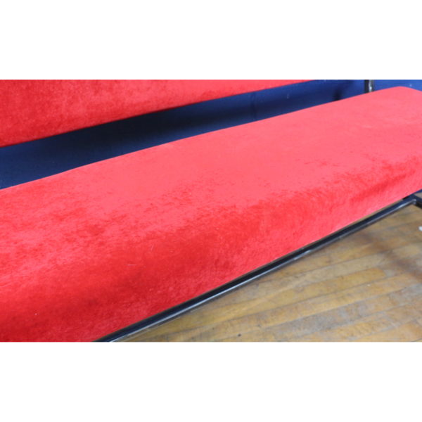 A Large Industrial Steel & Red Velvet Waiting Room Bench Seating Hallway Seat - Image 5