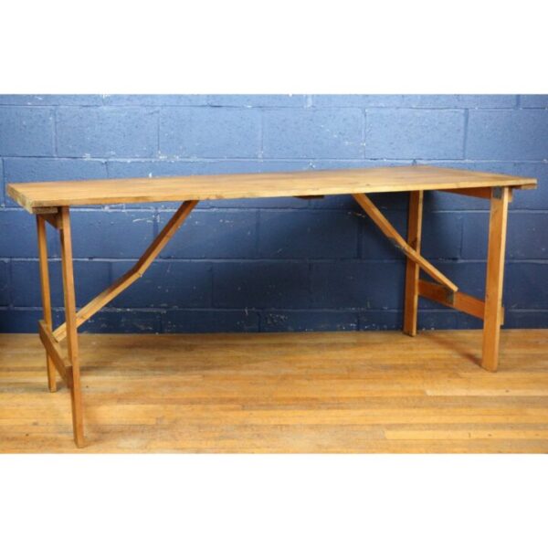 A Rustic Vintage Waxed Pine Folding Trestle Table, with Excellent Patina Dining Table