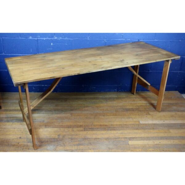 A Rustic Vintage Waxed Pine Folding Trestle Table, with Excellent Patina Dining Table - Image 2