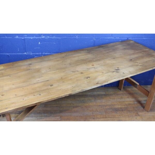 A Rustic Vintage Waxed Pine Folding Trestle Table, with Excellent Patina Dining Table - Image 6