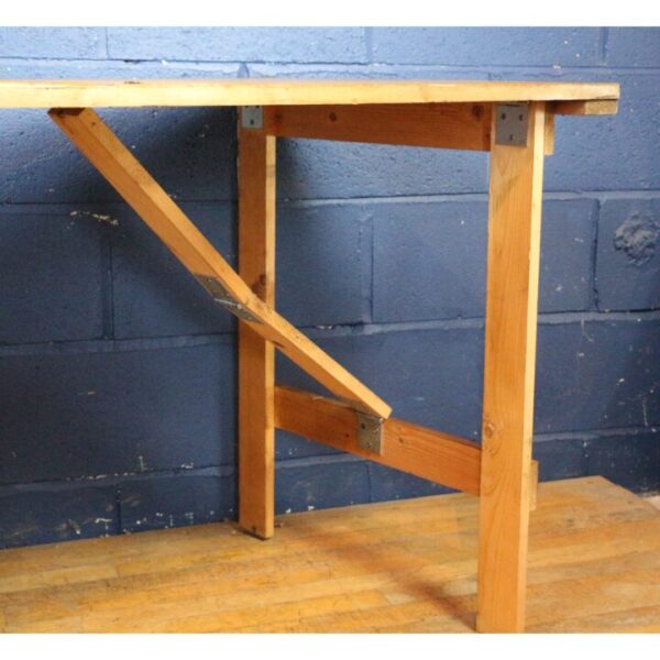 A Rustic Vintage Waxed Pine Folding Trestle Table, with Excellent Patina Dining Table - Image 4