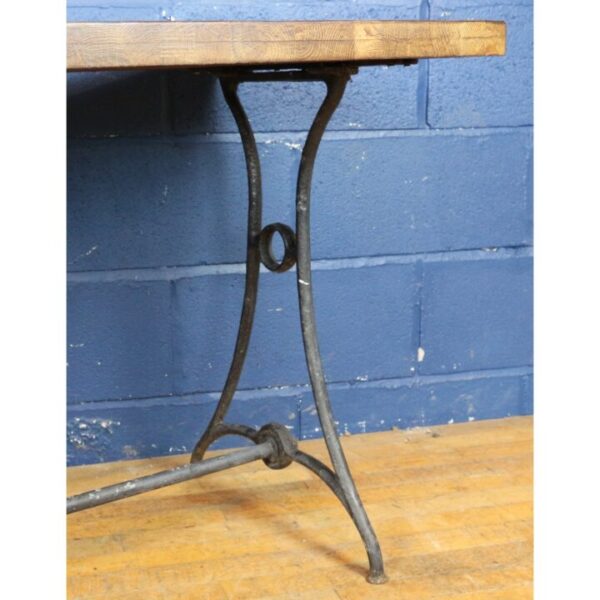 A Vintage Industrial Cast Iron Based Side Table or Desk with Solid Oak Top - Image 4