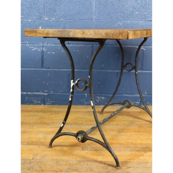 A Vintage Industrial Cast Iron Based Side Table or Desk with Solid Oak Top - Image 3