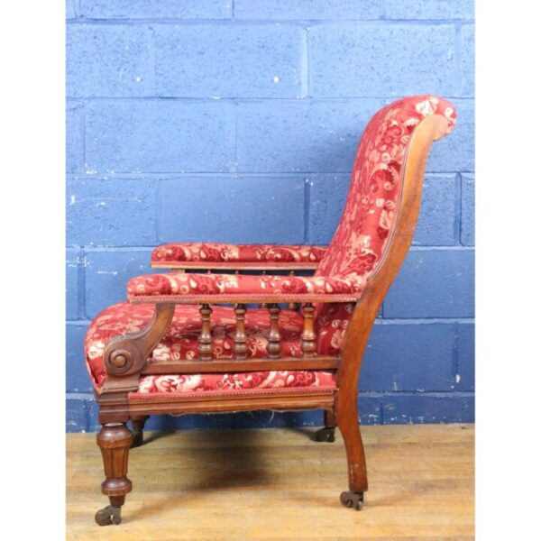 An Unusual Victorian James Reilly Mahogany Armchair with Double Casters - Image 2