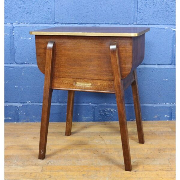 A Vintage Retro Oak & Mahogany Sewing Box with Lined Interior