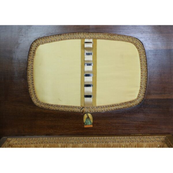 A Vintage Retro Oak & Mahogany Sewing Box with Lined Interior - Image 7