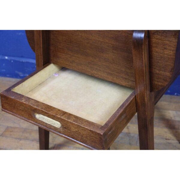 A Vintage Retro Oak & Mahogany Sewing Box with Lined Interior - Image 4