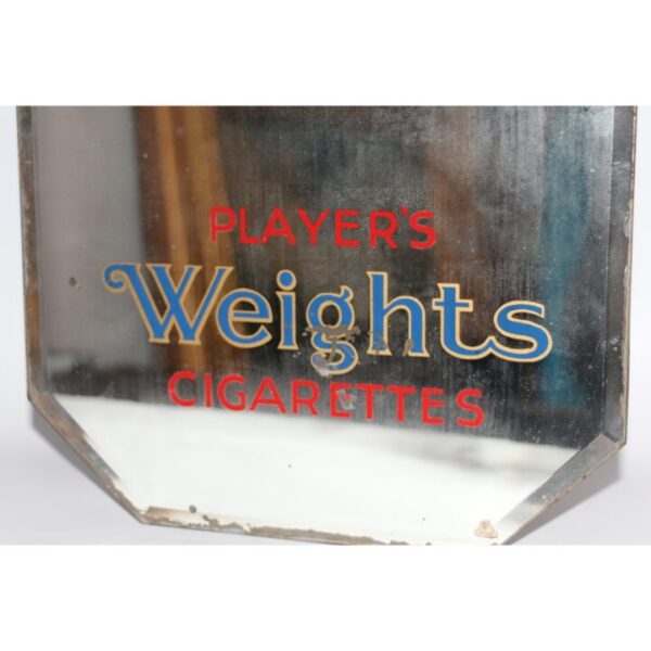 A Rare Original 1920s Players Weight Cigarettes Octagonal Advertising Mirror - Image 6