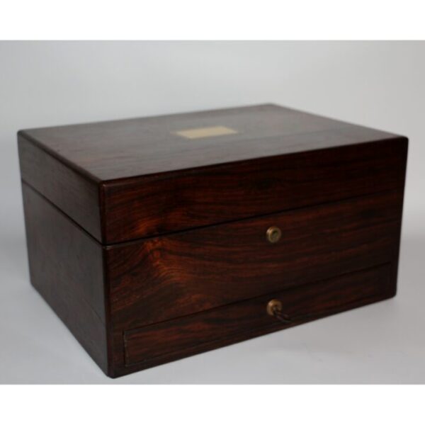 A Superb Victorian Rosewood Fitted Vanity Case, Travelling Jewellery Box Dated 1850 - Image 2