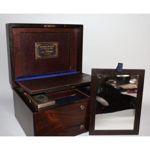 A Superb Victorian Rosewood Fitted Vanity Case, Travelling Jewellery Box Dated 1850 - Image 9