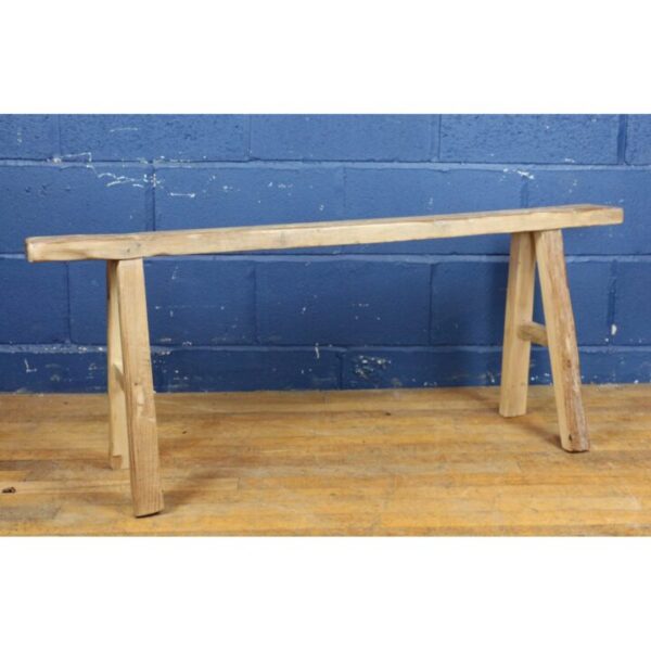 A Long Rustic Farmhouse Pine Kitchen Bench Waxed Finish