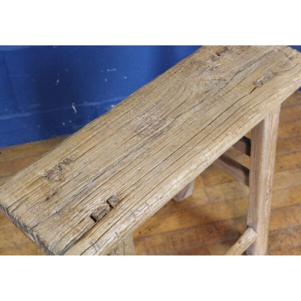 A Rustic Farmhouse Pine Kitchen Stool, Bench Waxed Finish - Image 7