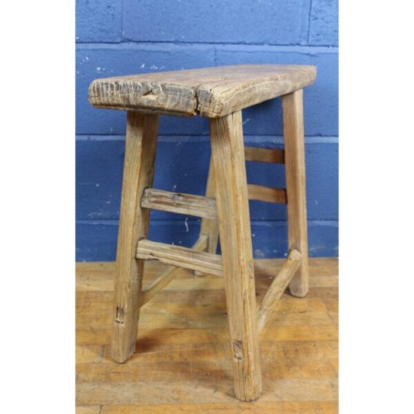 A Rustic Farmhouse Pine Kitchen Stool, Bench Waxed Finish - Image 3