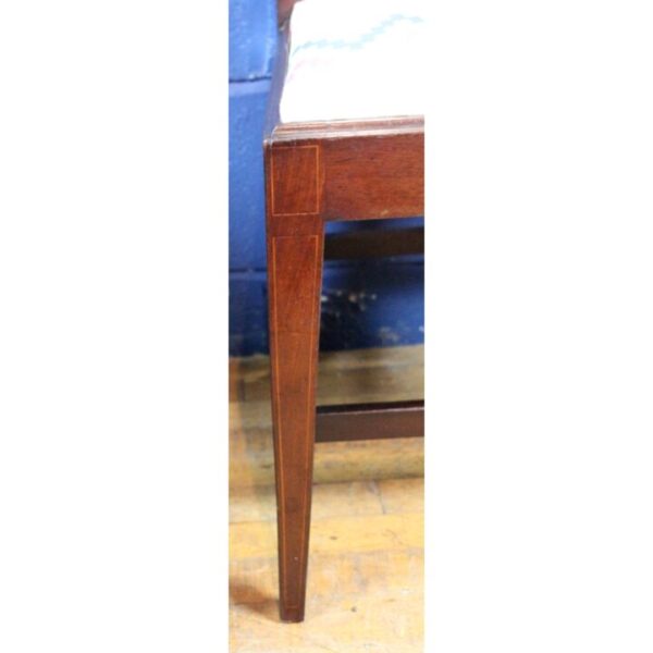 A Set of Four Edwardian Inlaid Mahogany Slat Back Dining Chairs Freshly Reupholstered - Image 3