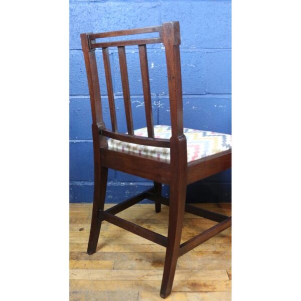 A Set of Four Edwardian Inlaid Mahogany Slat Back Dining Chairs Freshly Reupholstered - Image 8