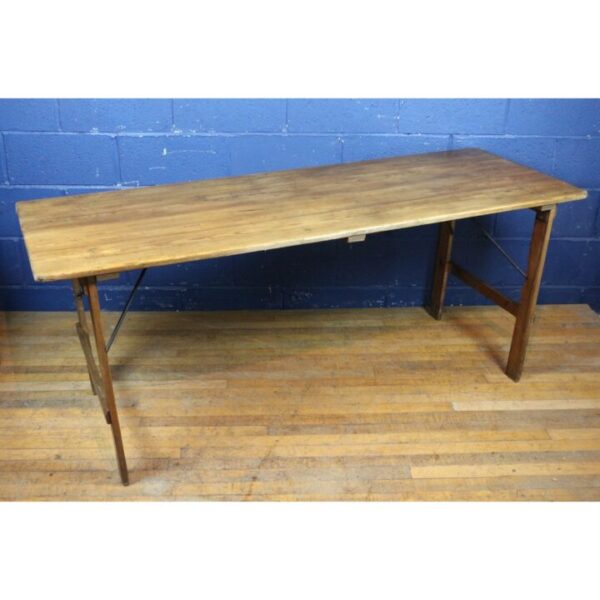 A Rustic Vintage Waxed Pine Folding Trestle Table, with Excellent Patina Dining Table