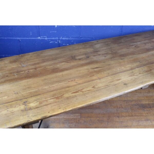 A Rustic Vintage Waxed Pine Folding Trestle Table, with Excellent Patina Dining Table - Image 7