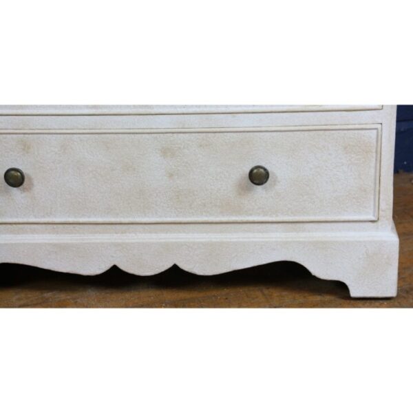 A Small Painted and Waxed Two over Three Bedside Chest of Drawers - Image 4