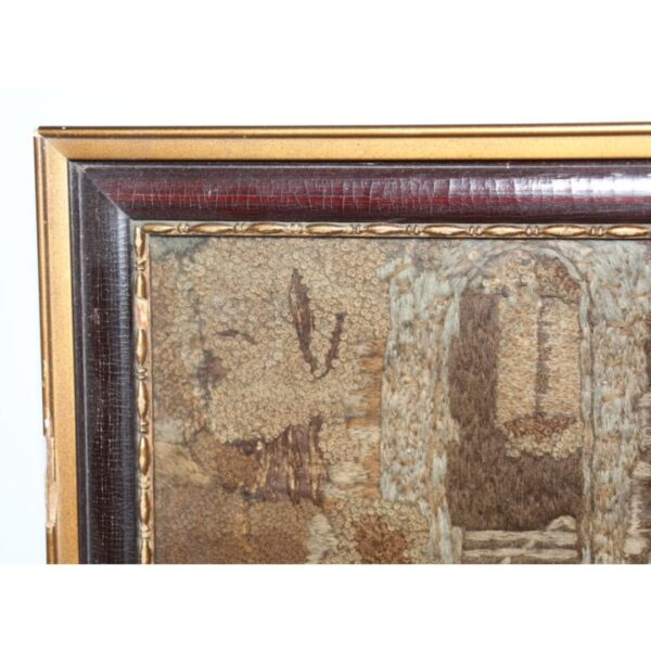 A Large Antique Georgian Stumpwork Picture Landscape with Figures & Cannon - Image 5