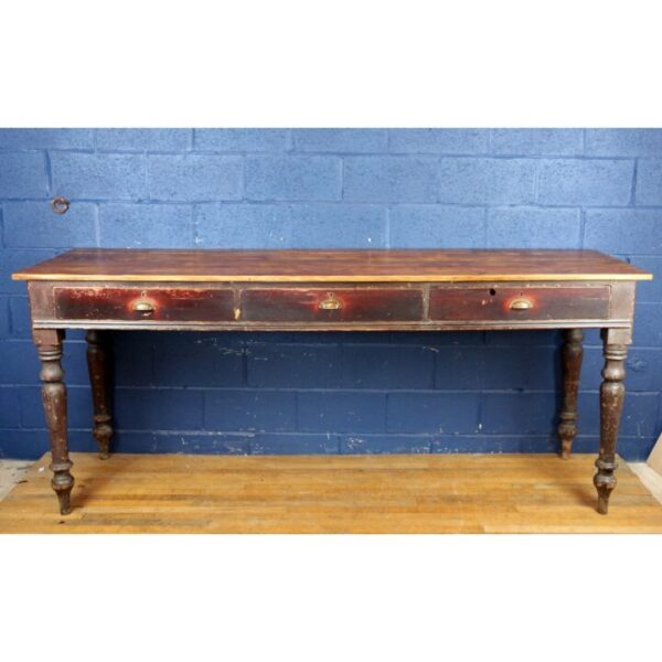 A Large Victorian Scumbled or Painted Pine Three Drawer Side Table Excellent Retail Piece - Image 2