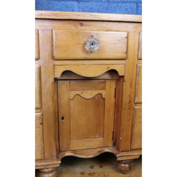 A Victorian Waxed Pine Farmhouse Dresser Raised on Turned Feet - Image 10