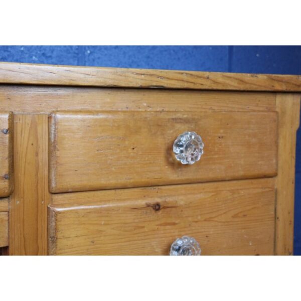 A Victorian Waxed Pine Farmhouse Dresser Raised on Turned Feet - Image 9