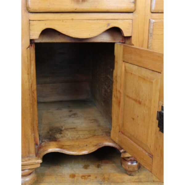 A Victorian Waxed Pine Farmhouse Dresser Raised on Turned Feet - Image 7