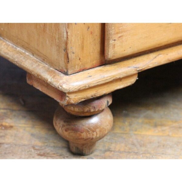 A Victorian Waxed Pine Farmhouse Dresser Raised on Turned Feet - Image 4