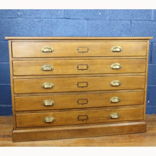 A Laura Ashley Oak 5 Drawer Haberdashery Plan Chest of Drawers