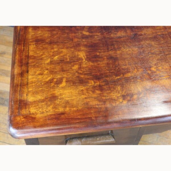 A C1930s Oak Kneehole Twin Pedestal Office Desk with 4 Drawers - Image 7