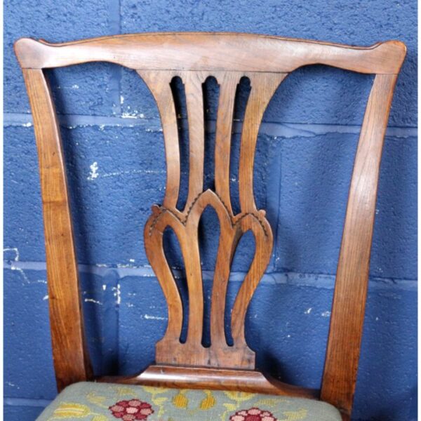 A Pair of Georgian Ash Hall or Bedroom Chairs with Needlepoint Seats - Image 6