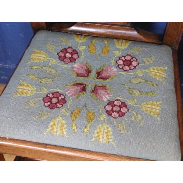 A Pair of Georgian Ash Hall or Bedroom Chairs with Needlepoint Seats - Image 4