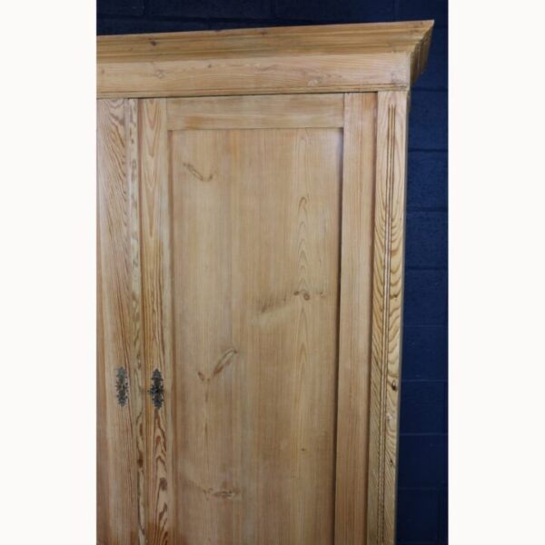 An Antique Rustic Farmhouse Pine Double Wardrobe Raised on Bun Feet - Image 8