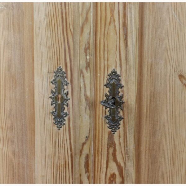 An Antique Rustic Farmhouse Pine Double Wardrobe Raised on Bun Feet - Image 6