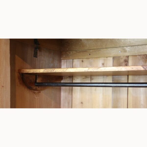 An Antique Rustic Farmhouse Pine Double Wardrobe Raised on Bun Feet - Image 4