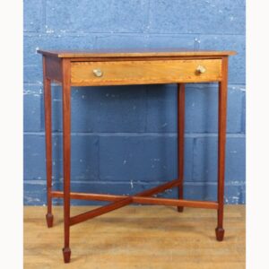 A Victorian Mahogany & Satinwood Banded Single Drawer Side Table Raised on Tapering Spade Feet