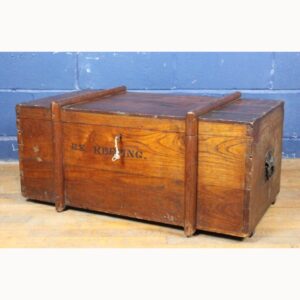 A Victorian Polished Ash Travel Trunk or Tool Chest with Internal Tray Coffee Table Blanket Chest