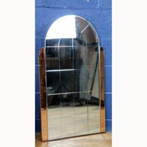An Art Deco Copper and Clear Bevelled Over-mantle Mirror Two Tone