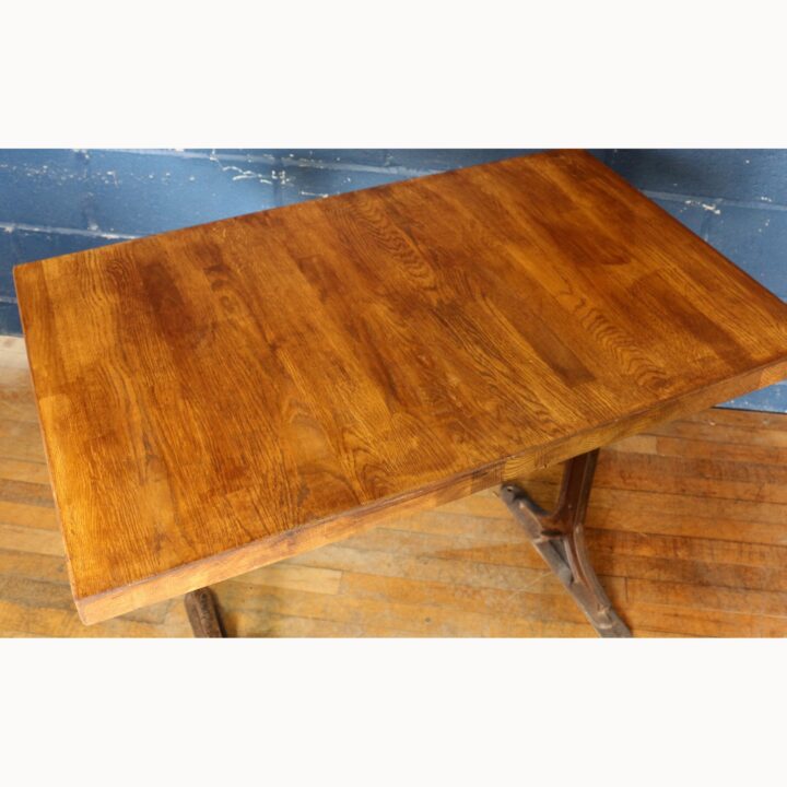 A Retro Industrial Cast Iron Based Side or Hall Table or Desk with Solid Oak Top - Image 3