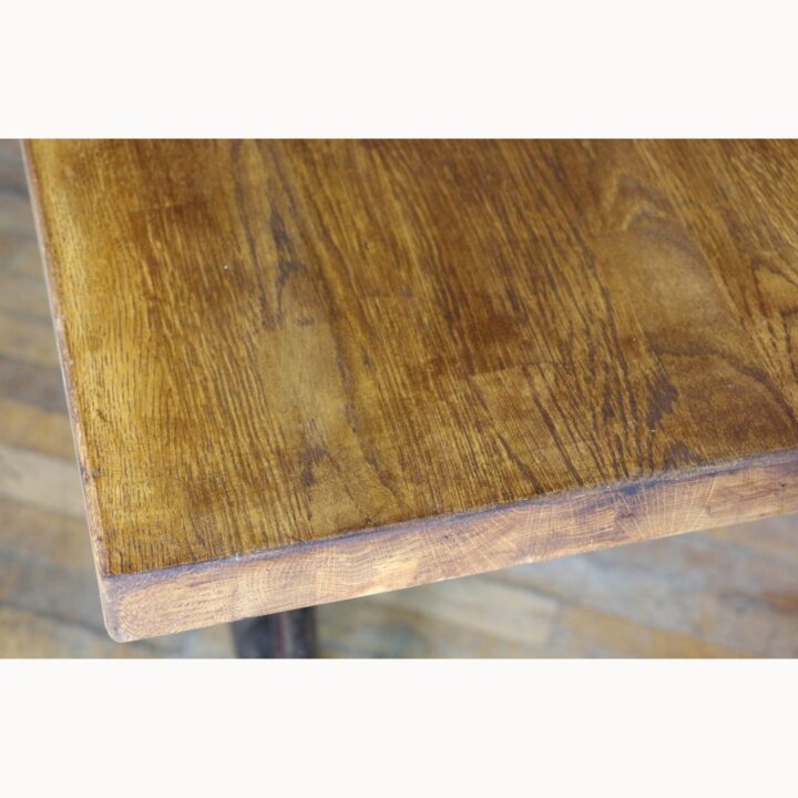 A Retro Industrial Cast Iron Based Side or Hall Table or Desk with Solid Oak Top - Image 4