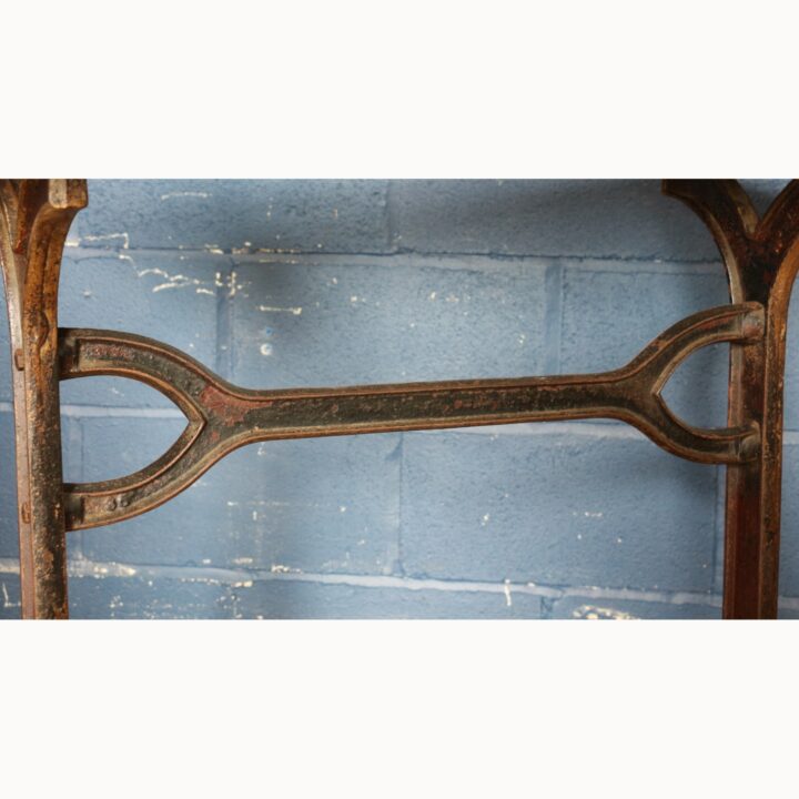 A Retro Industrial Cast Iron Based Side or Hall Table or Desk with Solid Oak Top - Image 5