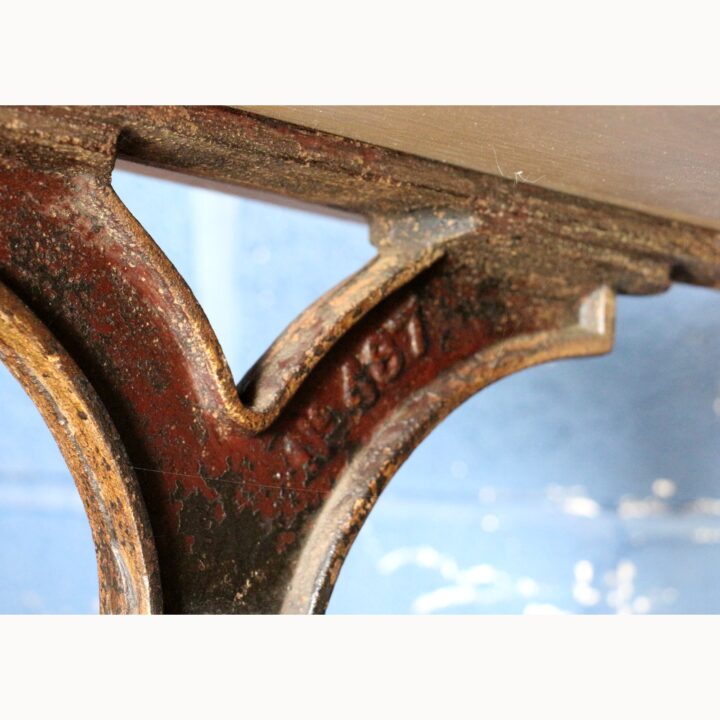A Retro Industrial Cast Iron Based Side or Hall Table or Desk with Solid Oak Top - Image 7