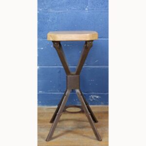A Vintage Industrial Evertaut Machinist Stool with Solid Oak Top