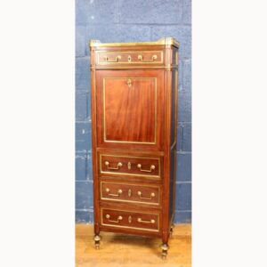An Antique French Empire Mahogany & Brass Bound Escritoire or Fitted Desk
