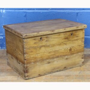 A Small Antique Waxed Pine Strongbox or Blanket Chest