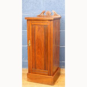 A Victorian Carved Walnut Single Door Bedside Cabinet or Pot Cupboard