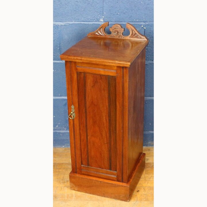 A Victorian Carved Walnut Single Door Bedside Cabinet or Pot Cupboard - Image 2