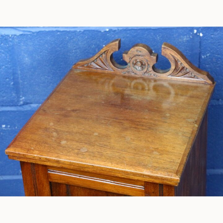 A Victorian Carved Walnut Single Door Bedside Cabinet or Pot Cupboard - Image 7