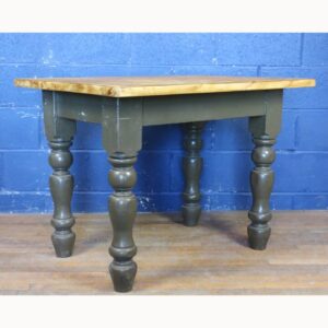A Vintage Farmhouse Pine Kitchen Table, with Painted Turned Leg Base